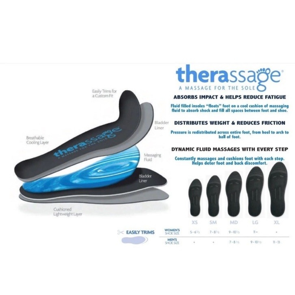 THERASSAGE UNISEX FLUID FILLED INSOLES Size Lg - Picture 8 of 8
